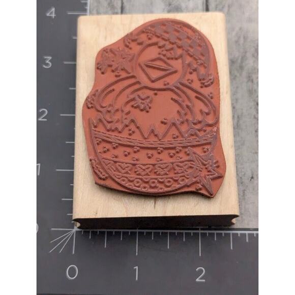 Holly Bliss Chicken Hatched Egg Easter Stars Rubber Stamp Wood #i26 - Picture 2 of 4